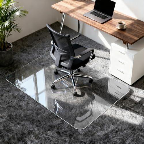 Glass Chair Mat for Carpet, 32"x48" Tempered Glass Office Chair Mat