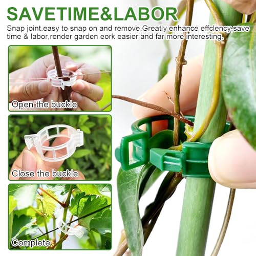 300 Pcs Plant Clips - Plastic Plant Clips for Climbing Plants,Reusable Plant Support Clips for Tomatoes, Vines,Cucumbers, and Climbing Plants,Gentle & Secure Garden Clips for Indoor & Outdoor Use - view 2