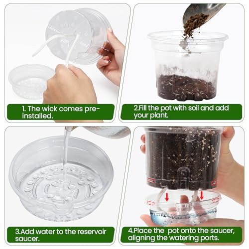 18 Pack 6.5/5/4 Inch Self Watering Pots for Indoor Plants-Clear - view 5