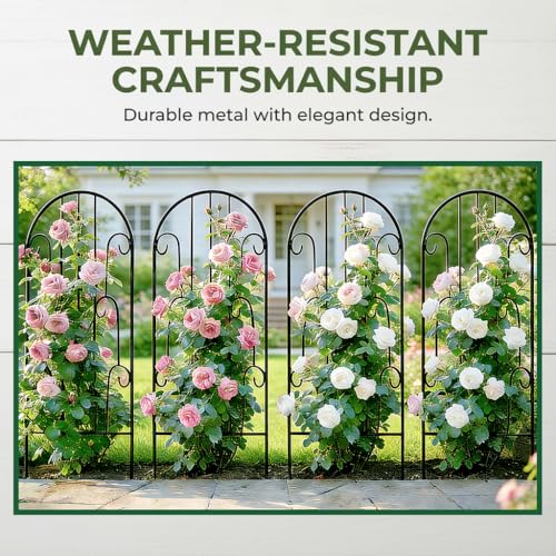 4 Pack Arched Iron Trellis, 45" H x 15.9" W, Decorative Scrollwork - view 2