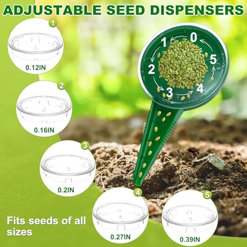 1-Set Seed Planter Tool, Plastic Hand Dibber Garden Tool Peat Pellets Seed Starter Soil Pods Plugs for Sowing Seeds, Handheld Digging Hole Punch [Dark Green, with Plant Labels] - view 3