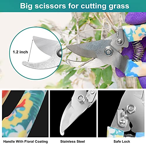 Garden Tool Set, Stainless Steel Heavy Duty Gardening Tools 30 PCS w/Floral Print, Trowel Rake Weeder Pruner Shears Sprayer Digging Claw Gloves, Ideal Gardening Set for Women - view 5