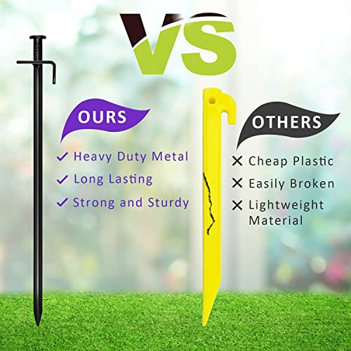 Heavy Duty Steel Tree Stake Kits,Tree Staking and Supports Kits for Young Trees Against Bad Weather, Include 3 PCS Tree Straps for Staking, 3 PCS 11.8 Inch Tree Stakes and 31.2 Feet Rope for Anchoring - view 3
