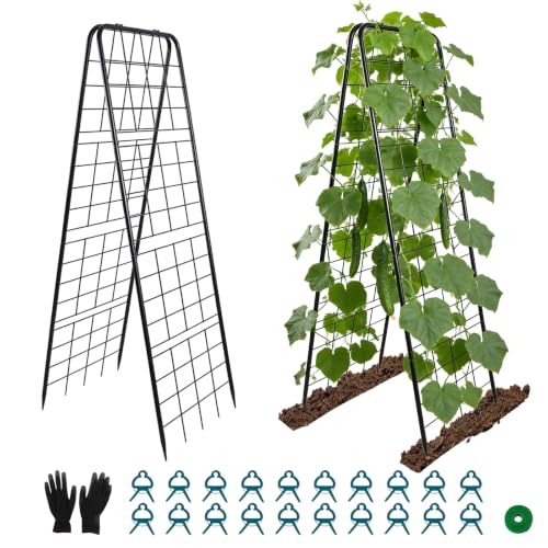 2 Pack Cucumber Trellis for Garden, A-Frame Vertical Arch Trellis