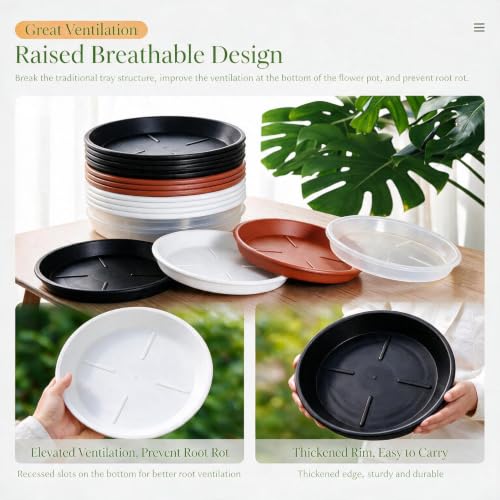 7 Pack Ventilated Plant Saucer, 10 Inch Terracotta Drainage Tray - view 5