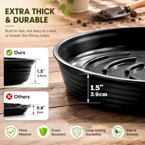 10 Pack Plant Trays 9 inch Heavy Duty Plant Saucers for Indoor Outdoor Use - view 3