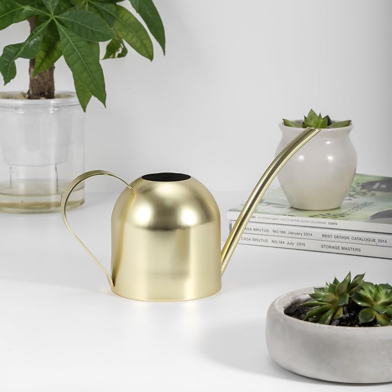 Stainless steel water can for indoor plants and garden (gold 30 oz) | stainless steel, long spout, houseplants, succulents, herbs, precise watering, balanced handle, rust resistant - view 4