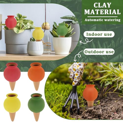 8 Pack Terracotta Self Watering Spikes - Auto Irrigation Stakes for Potted Plants, Indoor & Outdoor Plant Waterer Devices with Anti-Overflow (Easy 5 Min Setup(4 Colors) - view 6