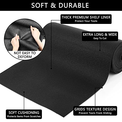 Foam Toolbox Liner Drawer Liner, Non-Slip Shelf Liners 16"W x 193"L Black - view 4