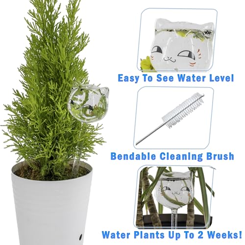 Aqua Glass Plant Watering Globes Automatic Self Watering Plant Insert Spike Orbs - Indoor Outdoor Plant Drip Irrigation - For Flowers, Herbs, Houseplants (Cat Kitten Globes, 4, Units) - view 2