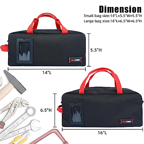 Tool Tote Bag Canvas Tool Storage Bag Combo Kit-Includes 1 Medium & 1 Big Toolbag for Electrician,Mechanic,Construction,HVAC (Black) - view 2
