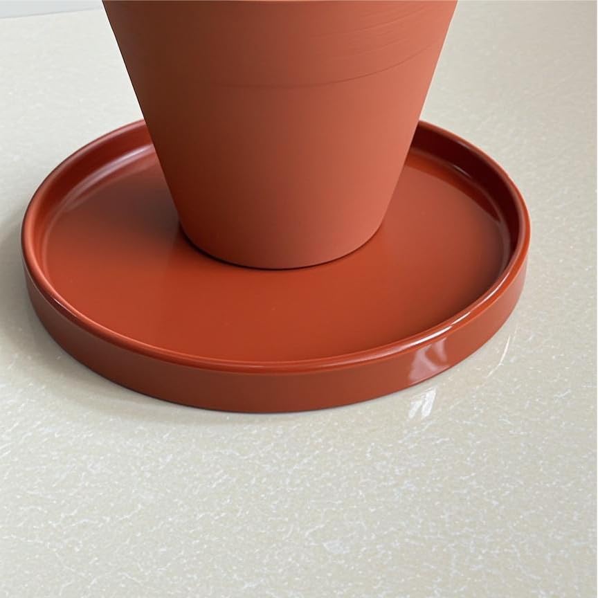 Ceramic Plant Saucer 2 Pack, 8 Inch Terracotta Red, Fits 7 to 8 Inch Pot Bases, Heavy Duty Glazed Drip Tray Catches Water for Indoor Outdoor Potted Plants - view 4