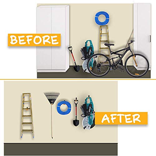 12pack Steel Garage Storage Utility Double Hooks Organizer Heavy Duty Wall Mount Tool Holder for Organizing Power Tools Ladders Bulk Items - view 5