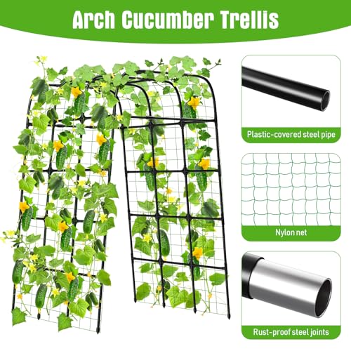 7FT Garden Trellis Arch for Climbing Plants – Tall Outdoor Metal Trellis for Vegetables, Peas, Tomatoes,﻿ Cucumber Trellis Arch & Vertical Garden Climber Plant Support for Vine Plants - view 3