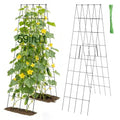 2Sets Cucumber Trellis for Raised Garden Bed - 59" L x15.7'' W 4.5mm Wire Heavy Duty Weather-Resistant Foldable A-Frame Metal Plant Support, for Squash Pole Bean Climbing Plants Vegetables Outdoor