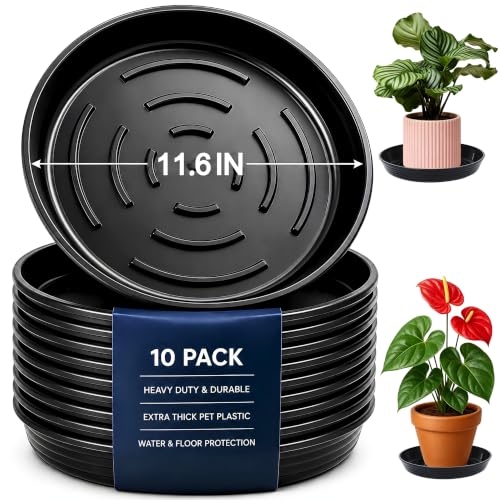 15 Pack Plant Trays for Pots 1.5" Deep Plant Saucers, Heavy Duty 8" 10" 12 inch Plant Tray Bulk Thickened Plant Plates to Catch Water, Durable Plant Saucer Flower Pot Accessories - view 6