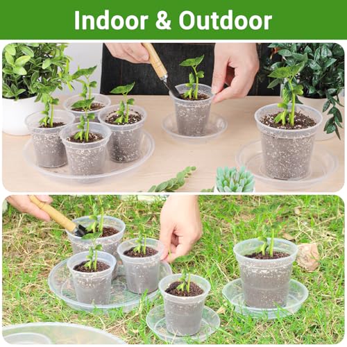 Plant Saucers for Indoors, 30 Packs Durable Plastic Plant Trays for Pots, Clear Plastic Flower Plant Pot Saucer for Indoor Outdoor Garden（4 Inch - view 5