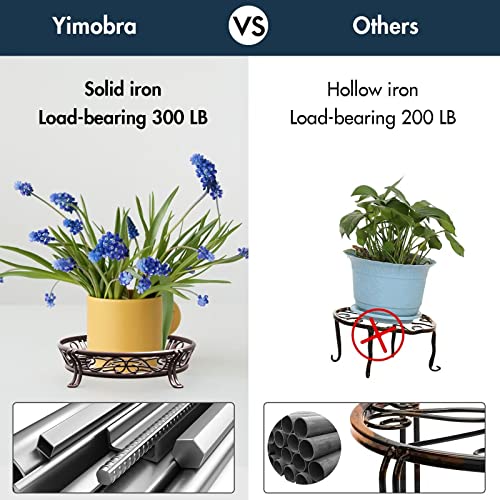 Metal Plant Stand for Outdoor Indoor, Heavy Duty Flower Pots Holder Rustproof Wrought Iron Planter Stands Garden Round Supports Rack for Planter 9.5 Inches, Bronze Brown - view 3
