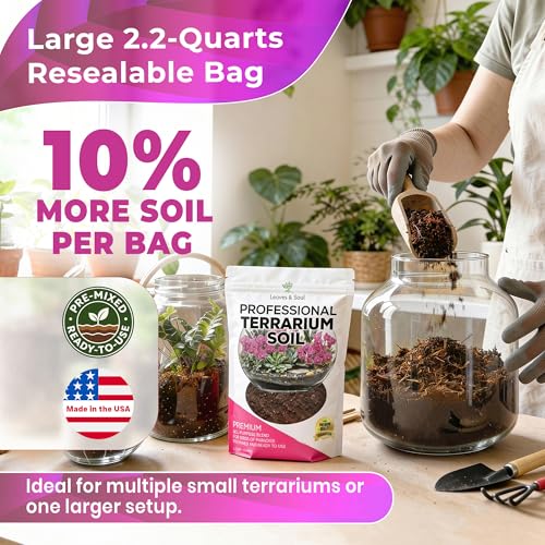 Professional Terrarium Soil Mix 2.2 Quarts Ready to Use, Premium Terrarium Potting Soil for Succulents Cactus Aloe Plants, Pine Bark Peat Coarse Sand, Well Draining Terrarium Mix Made in USA - view 4