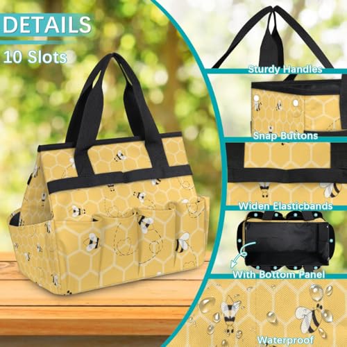 Garden Tote Bag with Pockets Honeycomb Gardening Bags for Tools Organizer Heavy Duty Storage Bag with Handle for Lawn Yard Casual - view 5