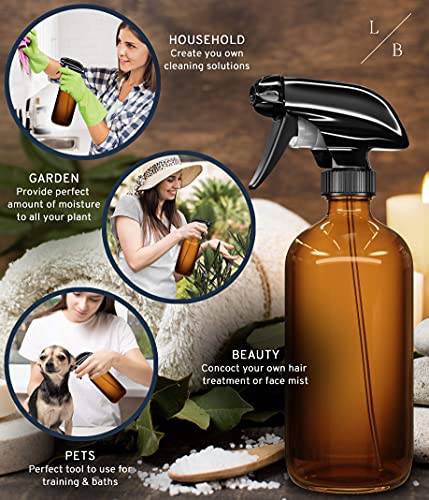 Amber Glass Spray Bottles 2 Pack 16oz Refillable Adjustable Nozzle - view 3
