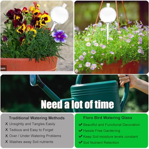 3 PCS Top-Fill Self Watering Globes, Automatic Plant Watering Devices, Transparent Self Watering Planter Insert, Durable Clear Glass Aqua Bulbs for Indoor, Ball Shape, & Funnel - view 4