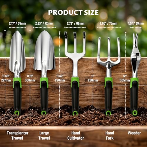 Gardening Tool Set, Heavy Duty Aluminum Alloy Hand Tools, Ergonomic Handle Design, Ideal Gardening Gifts for Women, Men, Mom and Dad - view 2