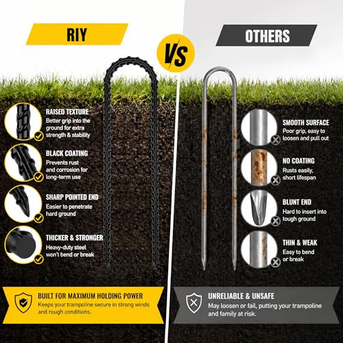 Trampoline Stakes Anchors High Wind Heavy Duty Tent Stakes 12 Inch Ground Anchor Trampoline Accessories with T Hook - view 4