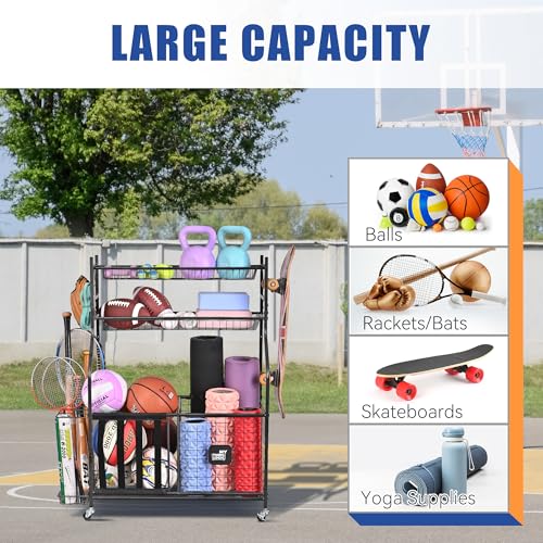 Rolling Sports Equipment and Toy Organizer for Garage - view 2