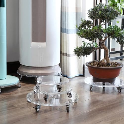 Acrylic Flowerpot Base Tray with Wheels for Movable Indoor Plant Pots - view 6
