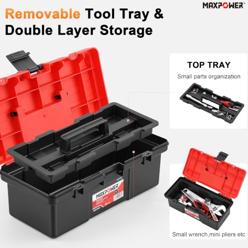 12-inch Small Plastic Tool Box, Lockable, Removable Tray - view 5