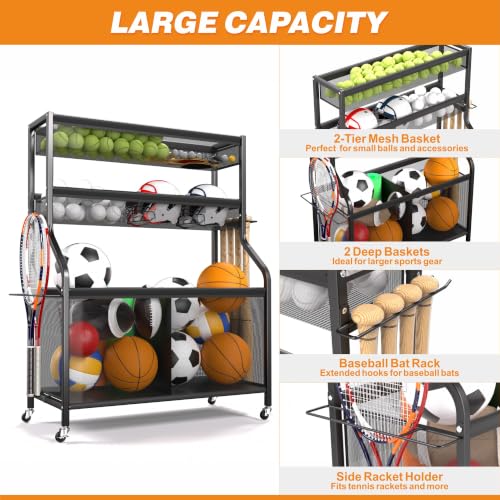 Sports Equipment Organizer, Golf Bag Stand w/Ski & Ball Storage - view 3