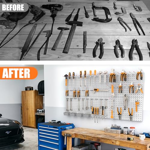 Garage Tools Organizer Boards Kit with Hooks, Grey - view 7