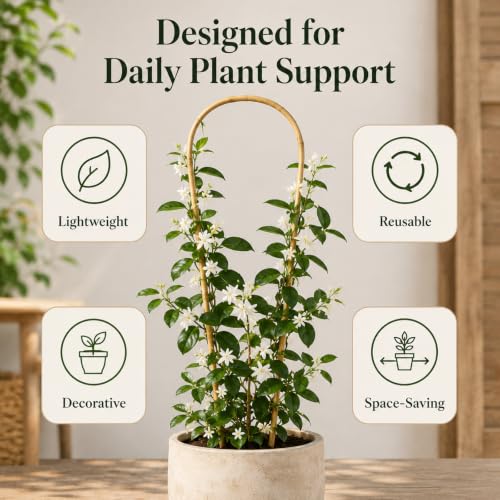 24in Natural Bamboo U-Hoop Trellis for Climbing Plants, 10 PCS - view 6