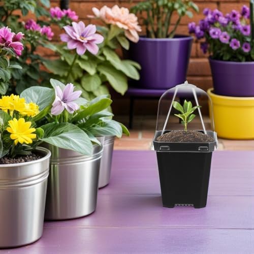 12 Sets Nursery Pot with Drainage Holes Black Plastic - view 6