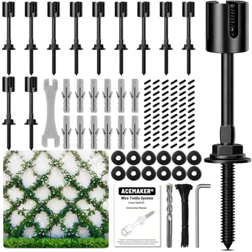 Wire Trellis Kit, 12-Set 1/8” Black Crosshead Hubs, No Cable