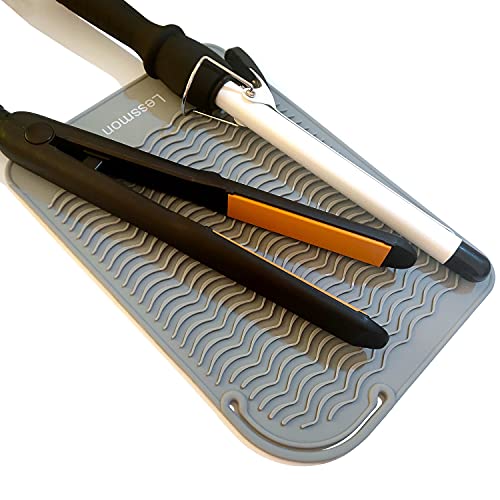 Large Heat Resistant Mat for Hair Styling Tools, 11 x 7.5 in, Grey