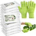 8 Pack Plants Cleaning Wipes and 1 Pair Microfiber Dusting Gloves Based Wipes for Shiny Leaves and Better Photosynthesis for Indoor Outdoor Plants