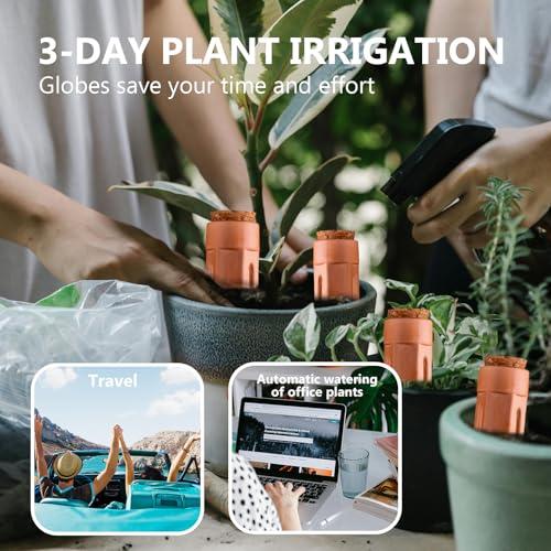 Terracotta Watering Spikes, 4 Pack Plant Watering Devices Self Watering Spikes Vacation Clay Watering Stakes Garden Plant Watering Globes for Indoor & Outdoor Plants - view 7
