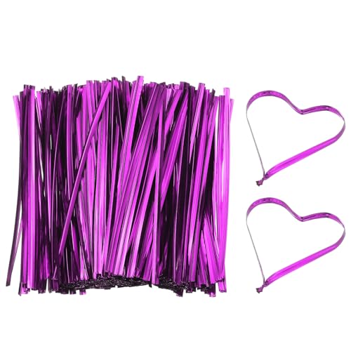 Bag Twist Ties 5 Inch, 800 Pcs Metallic Bread Ties for Treat Plastic Bags Gift Wrapping Candy Coffee Bag Plant Party Cake Favor, Purple
