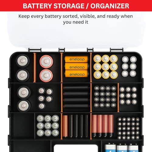 Andalus Tools Organizer Box, Small Parts Storage 34-Compartment Double-Sided Portable Hardware Organizer Removable Plastic Dividers for Screws, Nuts, Bolts, Nails – Orange (2 Pack, 12.5" x 10.5" x 3") - view 6