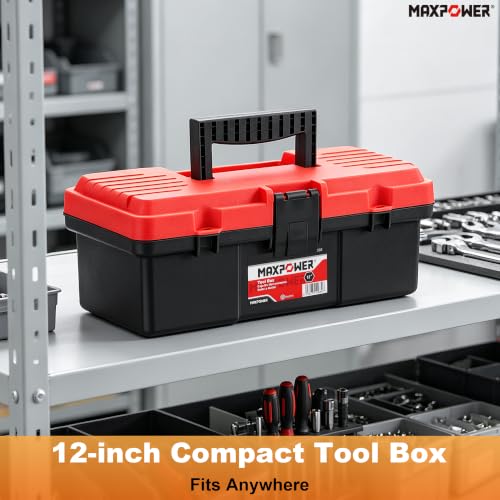 12-inch Small Plastic Tool Box, Lockable, Removable Tray - view 7