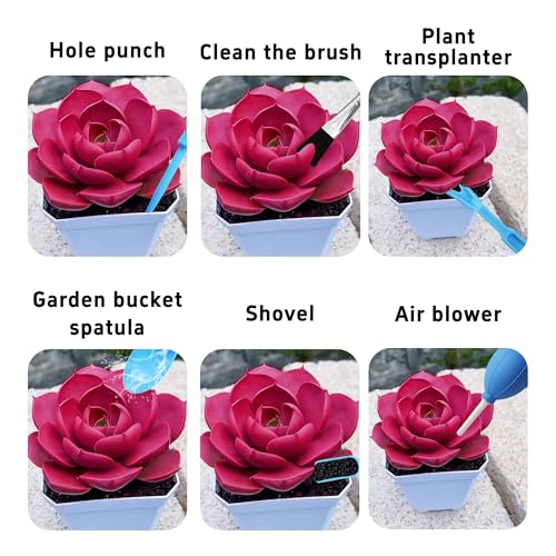 6Pcs Mini Succulent Tools Set, Garden Hand Tools Kit for Indoor Plant Care, Succulent Bonsai Miniature Garden Tool Set, Small Gardening Tools for Transplanting Digging Planting, Blue - view 6