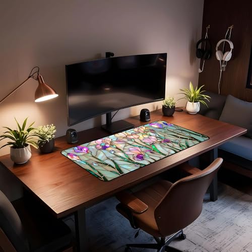 Colorful Flower Desk Mat Mouse Pad XXL, Plant Extended Large Game Mouse Pads, Desktop Mat Computer Laptop Keyboard Mat, Women's Desk Protector Mat,Desk Matt Office 31.5"X15.7" - view 4
