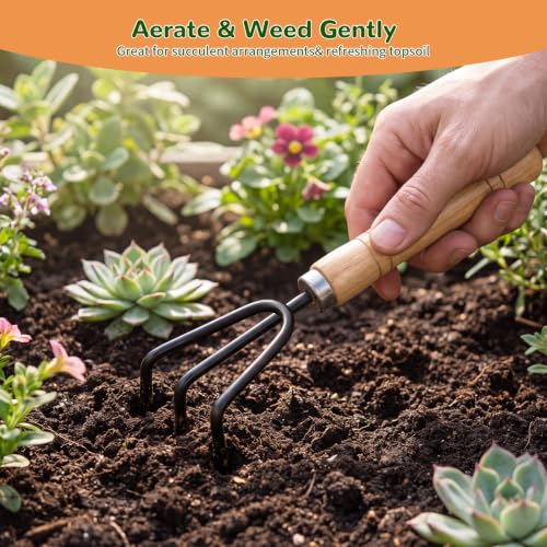 3 Pcs Mini Garden Tool Set with Small Trowel, Mini Shovel & Hand Rake - view 3