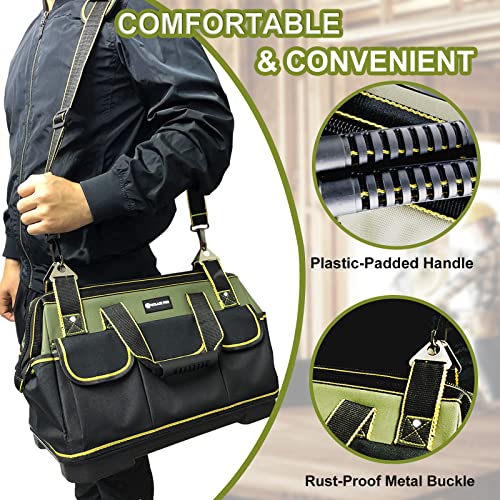 20inch Tool Bag for Men Women Heavy Duty with Waterproof Molded Base Large Tool Bag, Wide Mouth Tool Tote, Artisan Carpenter Electricians Tool Bags,Adjustable Shoulder Strap Organizer - view 5