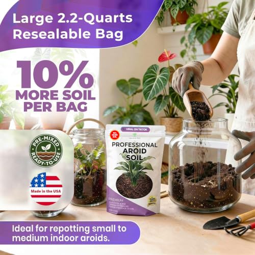 Professional Aroid Soil Mix Large 2.2 Quarts Ready to Use, Premium Potting Soil for Aroid Plants Monstera Philodendron Indoor Plants, Peat Moss Coco Coir Perlite Dolomite Made in USA - view 3