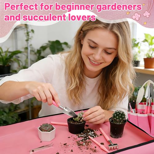 44pcs Small Gardening Tools Gifts for Women Beginners, Pink - view 4