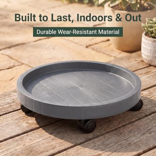 11 Inch Heavy Duty Plant Caddie with Wheels,Rolling Plant Stand Pot Trolley,Wheeled Planter Saucer Tray,Potted Flower Mover Dolly with Casters Round Coaster for Indoor Outdoor - view 3