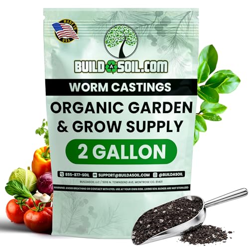 BuildASoil Worm Castings for Gardening – Premium Organic Earthworm Castings for Plants & Vermicompost Fertilizer - Indoor & Outdoor Vegetable Garden Fertilizer Raised Bed - 2 Gallons (7.57 Liters)